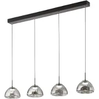 FABAS LUCE Lucille Fumé Pendelleuchte, 28 W LED, Farbtemperatur 2700-4000 K, Gestell aus Metall und Borosilikatglas, stufenlos dimmbar - 87 x 6 x 200 cm