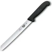 Victorinox Brotmesser Fibrox 5.2533.21BK, 21 cm Edelstahlklinge mit Wellenschliff und Kunststoffgriff