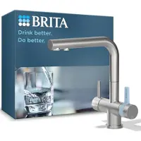 Brita 3-Wege Küchenarmatur Edelstahl eckig P1000 Filter Wasserhahn gefiltert