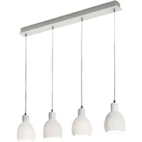 FABAS LUCE Moderne Pendelleuchte Marina aus Metall und weißer Keramik, 4 E27-Fassungen, elegantes Design für die Innenbeleuchtung, 960 x 85 mm