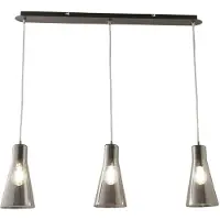 FABAS LUCE Dafne Pendelleuchte aus Metall und mundgeblasenem Glas, Rauchglas, 3-flammig, E27 40W - Elegantes Design für moderne und stilvolle Interieurs