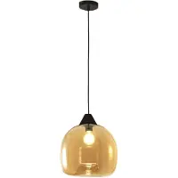 FABAS LUCE Maia Pendelleuchte aus Metall und mundgeblasenem Glas, bernsteinfarben, Ø 310 mm, E27 60 W, IP20 - Elegantes, modernes Design für die Innenbeleuchtung