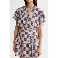 Scotch & Soda Ruffled Mini Dress With Gathered Waist Feather Block Größe: 40 | Minikleider Outlet | Damen | Weiß