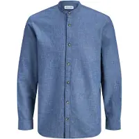 Jack & Jones Langarmhemd "JJESUMMER LINEN BLEND BAND SHIRT L/S SN" Baumwollmischung, regular fit