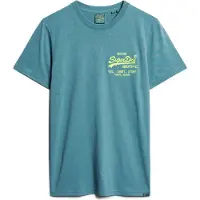 Superdry für Herren. M1011922A Fluor-T-Shirt mit blauem Vintage-Logo (XXL), Lässig, Baumwolle, Kurzarm