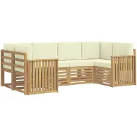 vidaXL Outdoor-Sofagarnitur 6 stk. Weiß und Creme Polyester