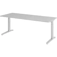 Bümö Schreibtisch Serie-XB - Gestell: Silber, Nachbildung: Grau, Größe: 200 x 80 cm