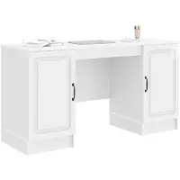 vidaXL Schreibtisch Hochglanz Weiß 142,5 x 50 x 75 cm Holzwerkstoff