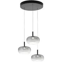 FABAS LUCE Devero LED-Pendelleuchte Ø45cm 21W 2550lm Farbtemperatur 2700K/3000K/4000K dimmbar, Metall- und Glasstruktur - Farbverlauf Hellgrau