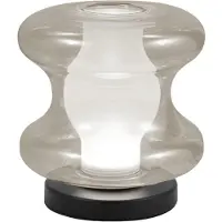 FABAS LUCE Frua Tischleuchte Ø 18 cm, 7-W-LED (750 lm), Farbtemperaturwahlschalter 2700K/3000K/4000K, Metallgestell, cognacfarbenes Borosilikatglas - Frua