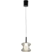 FABAS LUCE Frua Pendelleuchte aus Metall und cognacfarbenem Borosilikatglas, integrierte 8-W-LED, Farbtemperatur 2700K-3000K-4000K, stufenlos dimmbar - Frua