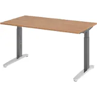 Bümö Schreibtisch Serie-XB - Nachbildung: Nussbaum, Gestell: Graphit/Alu poliert, Größe: 140 x 80 cm