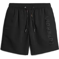 Superdry für Herren. M3010227A Hochwertiger schwarzer bestickter Badeanzug (S), Strandbekleidung, Nachhaltig, Recyceltes Polyester