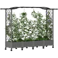 vidaXL Hochbeet mit Rankgitter und Dach Hellgrau 207 x 40 x 129 cm PP