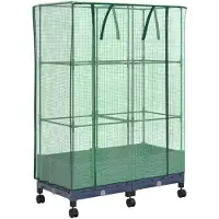vidaXL Gartenplanter mit Gewächshausabdeckung und Rädern 2 Stk. PP