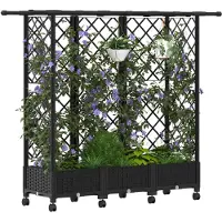 vidaXL Hochbeet mit Rankgitter und Dach Schwarz 164 x 40 x 127 cm PP
