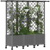 vidaXL Hochbeet mit Rankgitter und Dach Hellgrau 163,5 x 40 x 142 cm