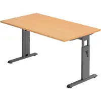 Bümö Schreibtisch Serie-O - Nachbildung: Buche, Gestell: Graphit, Größe: 140 x 80 cm