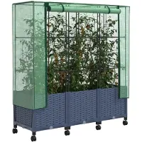 vidaXL Gartenplanter mit Gewächshausabdeckung und Rädern 3 Stk. PP