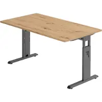 Bümö Schreibtisch Serie-O - Nachbildung: Asteiche, Gestell: Graphit, Größe: 140 x 80 cm