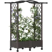 vidaXL Hochbeet mit Rankgitter und Dach Braun 124 x 40 x 129 cm PP