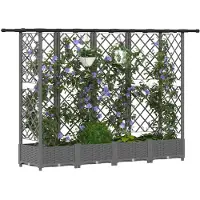 vidaXL Hochbeet mit Rankgitter und Dach Hellgrau 202,5 x 40 x 121 cm