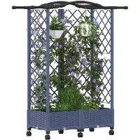 vidaXL Hochbeet mit Rankgitter und Dach Grau 124 x 40 x 129 cm PP