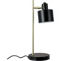 Dyberg Larsen Ocean Tischleuchte, schwarz/messing, 43 cm - , Ocean, Schwarz, für Schlafzimmer, Metall, Skandinavisch