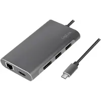 Logilink UA0382, Kabelgebunden, USB 3.2 Gen 1 (3.1 Gen 1) Type-C, 100 W, 10,100,1000 Mbit/s, Silber, 5000 Gbit/s