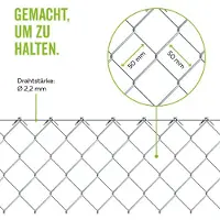 Alberts Maschendraht Geflecht, Höhe 120 cm, Länge 25 m, verzinkt, Viereckgeflecht Maschen 50 x 50 mm, Draht 2,2 mm