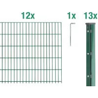 Alberts Doppelstabmattenzaun 6-5-6, Matten 2,50 m, Höhe 1,83 m, Länge 25 m, anthrazit, Zaun als Komplettset, Pfosten mit Abdeckleiste 60x40 mm