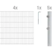 Alberts Doppelstabmattenzaun 6-5-6, Matten 2,50 m, Höhe 2,03 m, Länge 10 m, feuerverzinkt, Zaun als Komplettset, Pfosten mit Klemmlasche 60x40 mm