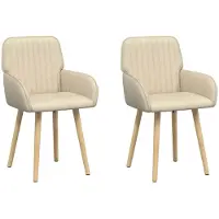 vidaXL Esszimmerstühle 2 pcs Stoff Creme 56,5 x 50 x 87,5 cm