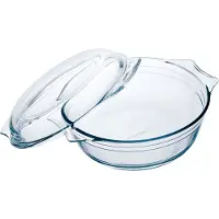 Arcuisine Ôcuisine Runde Borosilikat-Glas-Kasserolle mit Deckel 2,1 L