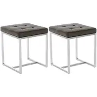 DELUKE 2er Set Sitzhocker VELAN - Kunstleder Braun 40x40x48 cm | Hocker Schlafzimmer Polsterhocker Wohnzimmer Sitzbank Esszimmer