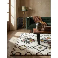 KADIMA DESIGN Hochflor Teppich Zottelig aus Wolle | Berber Stil, Geometrisch & Fußbodenheizung Geeignet | 200x290cm