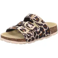 Superfit Fussbettpantoffel Mädchen Leoparden-Muster Pantolette Beige/Mehrfarbig, 1-800113-4000 - Gr. 38