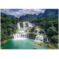WALLARENA Fototapete Wasserfall in Grün | Gr.: 350 x 250 cm