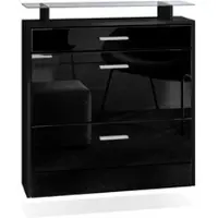 Vladon SCHUHSCHRANK Malea Front in Schwarz Hochglanz