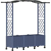 Syfax Hochbeet mit Rankgitter und Dach Grau 164 x 40 x 144 cm PP