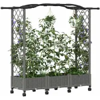 vidaXL Hochbeet mit Rankgitter und Dach Hellgrau 169 x 40 x 129 cm PP