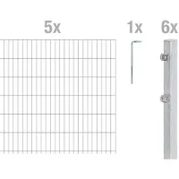 Alberts Doppelstabmattenzaun 6-5-6, Matten 2,50 m, Höhe 83 cm, Länge 12,5 m, feuerverzinkt, Zaun als Komplettset, Pfosten mit Klemmlasche 60x40 mm