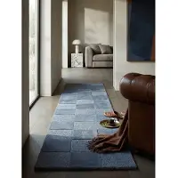 KADIMA DESIGN Teppich aus Wolle | Modernes Schachbrettmuster | Handgeschnitzt & Mehrdimensionaler Flor | Pflegeleicht | 60x230cm