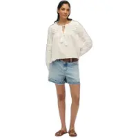 Superdry für Damen. W6012022A Weiße Ibiza-Spitzenbluse (M), Lässig, Baumwolle, Langarm