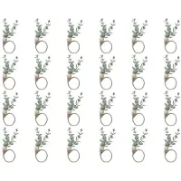 Semoic Serviettenringe Set mit 24 Rustikalen Serviettenringen Aus Eukalyptusholz Boho Blattholzperlen Bauernhaus Serviettenringhalter