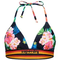 Superdry für Damen. W3010359A Triangel-Bikinioberteil mit marinefarbenem Vintage-Logo (L), Blau, Strandbekleidung, Recyceltes Polyester, Nac