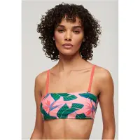 Superdry für Damen. W3010398A Tropisches rosa Bandeau-Bikinioberteil (S), Strandbekleidung, Recyceltes Polyester, Nachhaltig