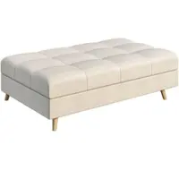 S-Style Möbel HOCKER Lorine Mikrofaser Ecru