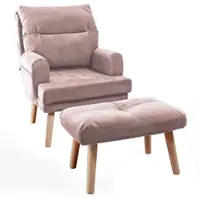 Idohome - Relaxsessel NEMO verstellbar mit Hocker und Holzfüßen, Farbe: Rosa Trinity 19
