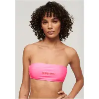 Superdry für Damen. W3010388A Bandeau-Bikinioberteil mit rosa Logo (S), Strandbekleidung, Recyceltes Polyester, Nachhaltig